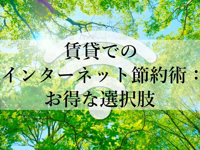 賃貸でのインターネット節約術：お得な選択肢